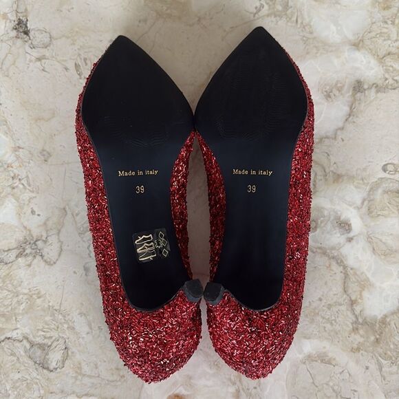 ISLO Isabella Loruso Red Sequinned Evening Pumps Heels - Picture 9 of 13